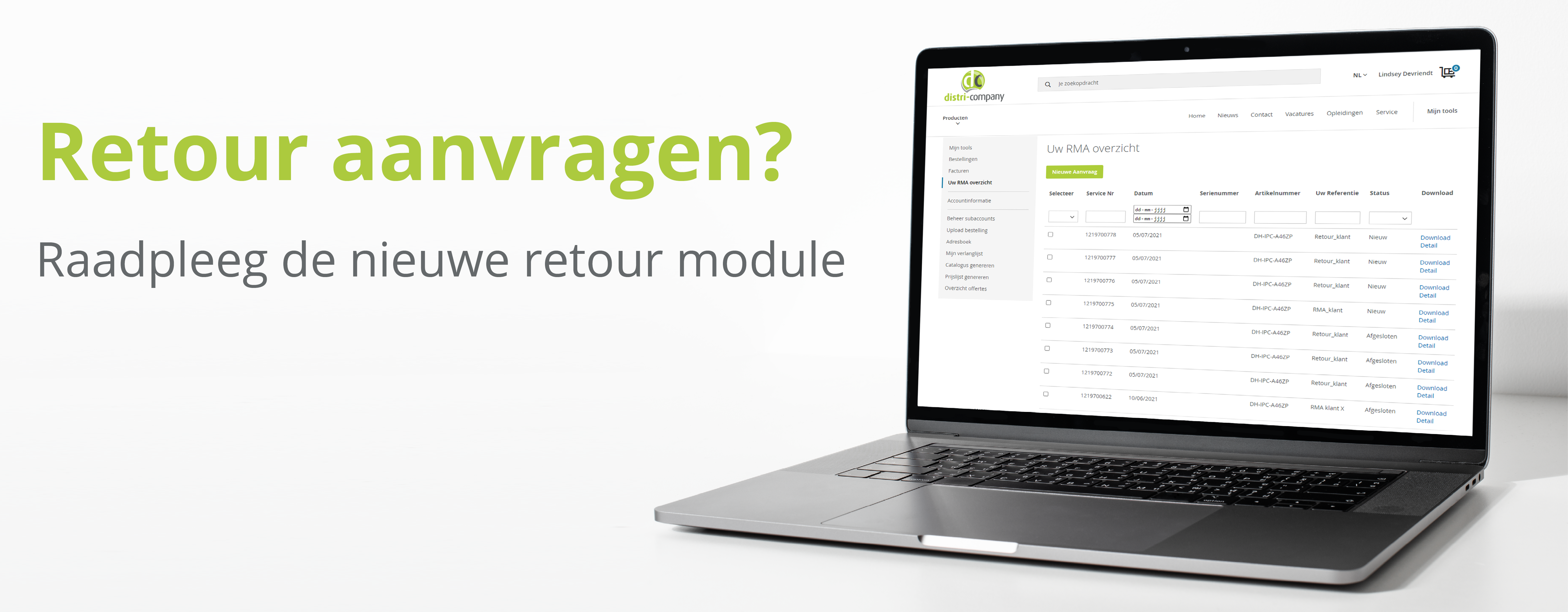 Nieuw: online module voor uw retour aanvragen